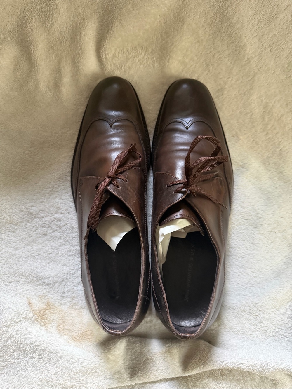 John Varvatos Star USA Mens 13M Brown Leather Wingtip Office Oxford Dress Shoe